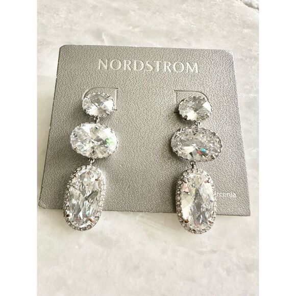 Nordstrom’s cubic zirconia chandelier super sparkly earrings  - Picture 2 of 5